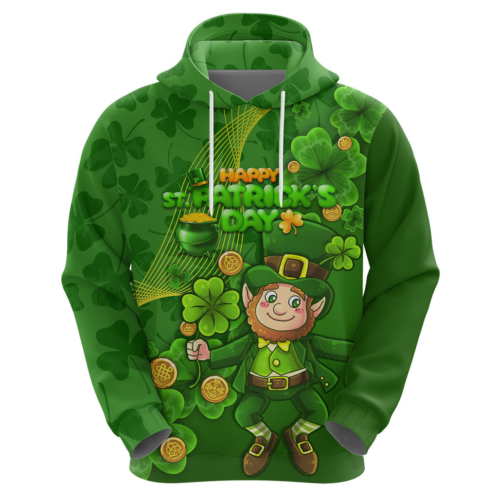 Happy St Patricks Day Hoodie 2024 Irish Shamrocks With Lucky Leprechaun LT14