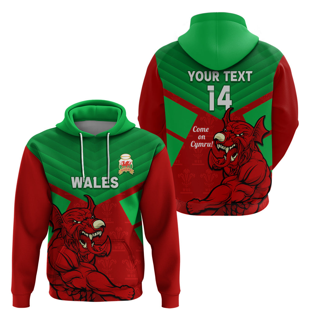 Custom Wales Rugby Hoodie 2024 Six Nations Come On Cymru Mascot Sporty LT14