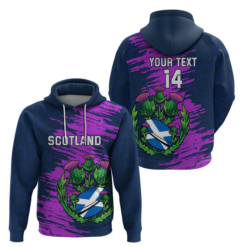 Custom Scotland Rugby Hoodie 2024 Six Nations Go Scottish Thistle LT14