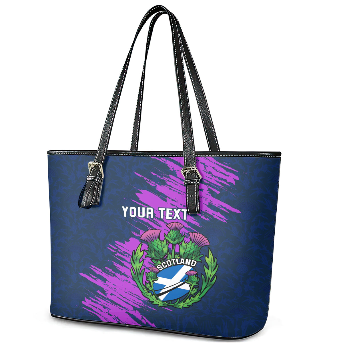 Custom Scotland Rugby Leather Tote Bag 2024 Six Nations Go Scottish Thistle LT14