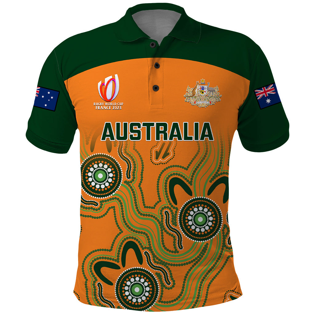 Personalised Australia Rugby Polo Shirt 2023 Go Wallabies Aboriginal World Cup LT14