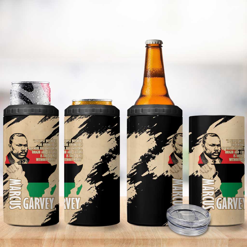 Marcus Garvey Day 4 in 1 Can Cooler Tumbler UNIA Flag Mix African Map LT14