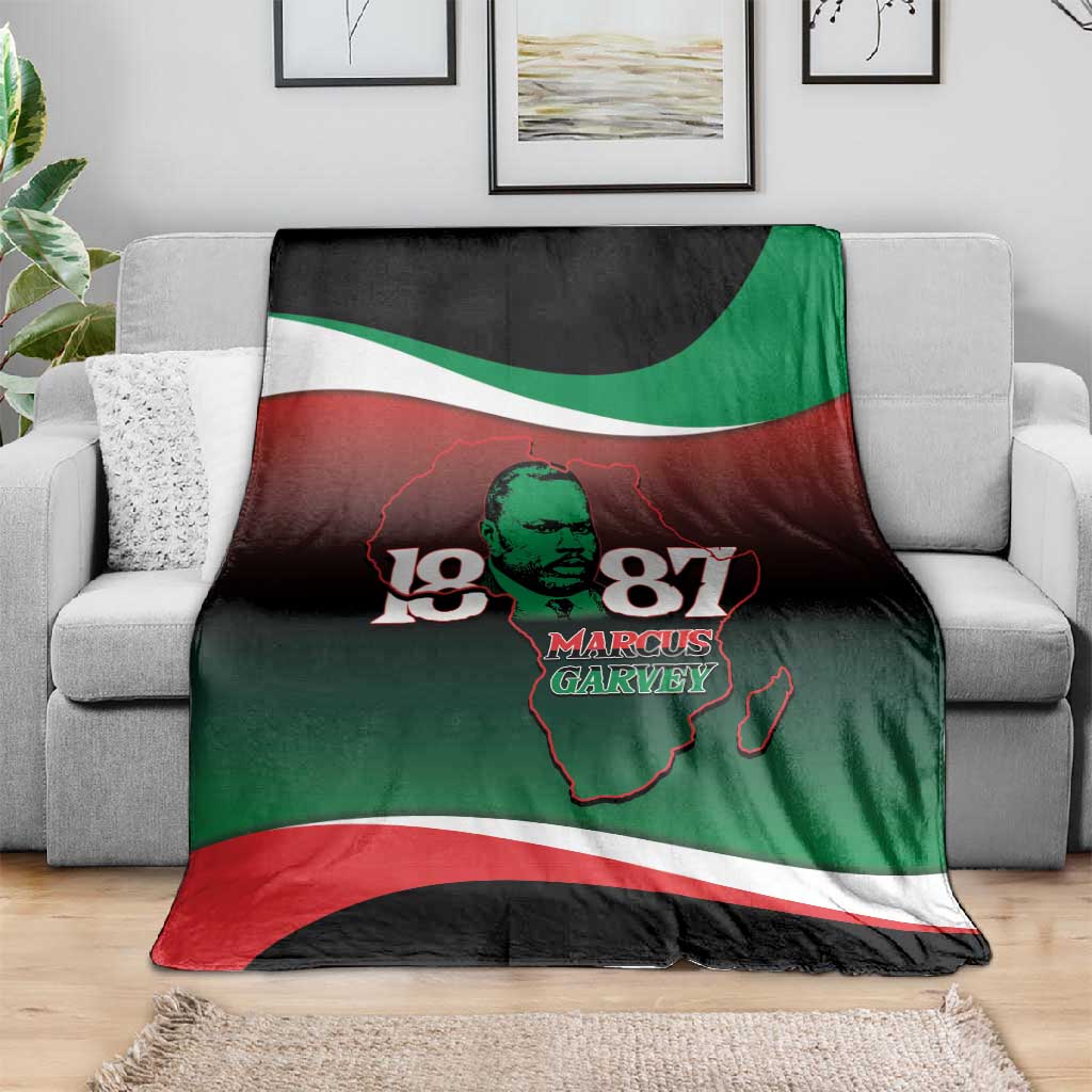 Marcus Garvey 1887 Blanket African Map Curves Style LT14
