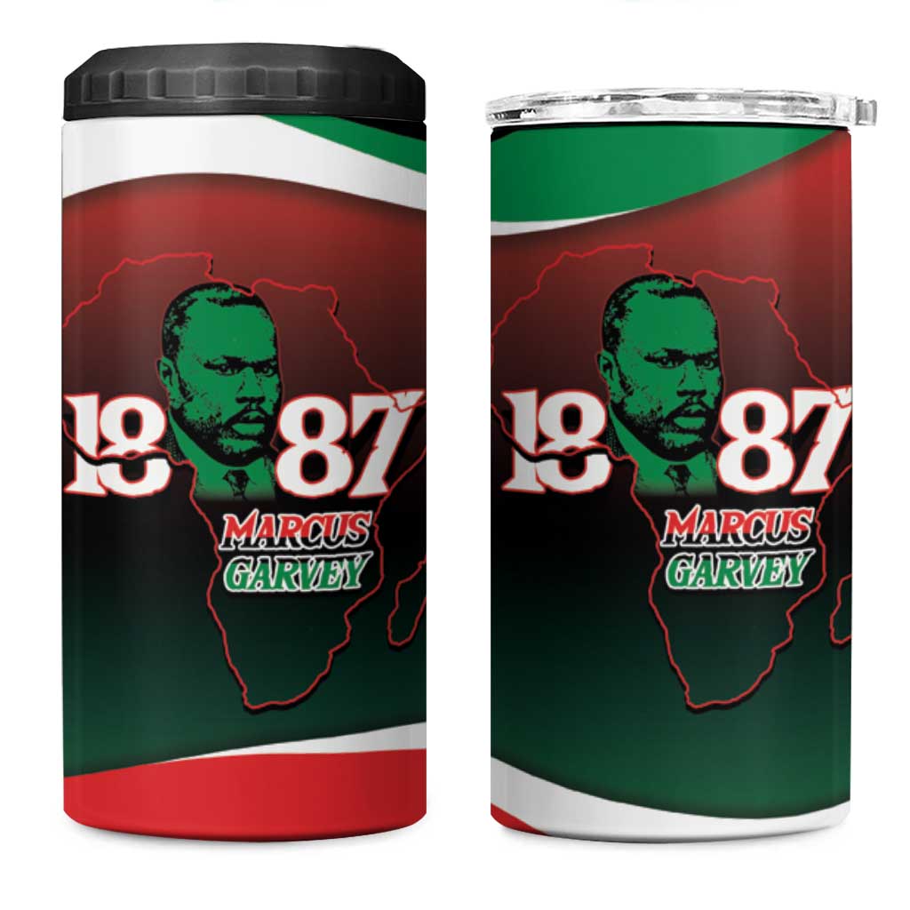 Marcus Garvey 1887 4 in 1 Can Cooler Tumbler African Map Curves Style LT14