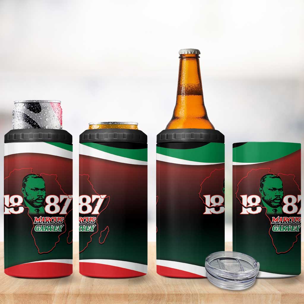 Marcus Garvey 1887 4 in 1 Can Cooler Tumbler African Map Curves Style LT14