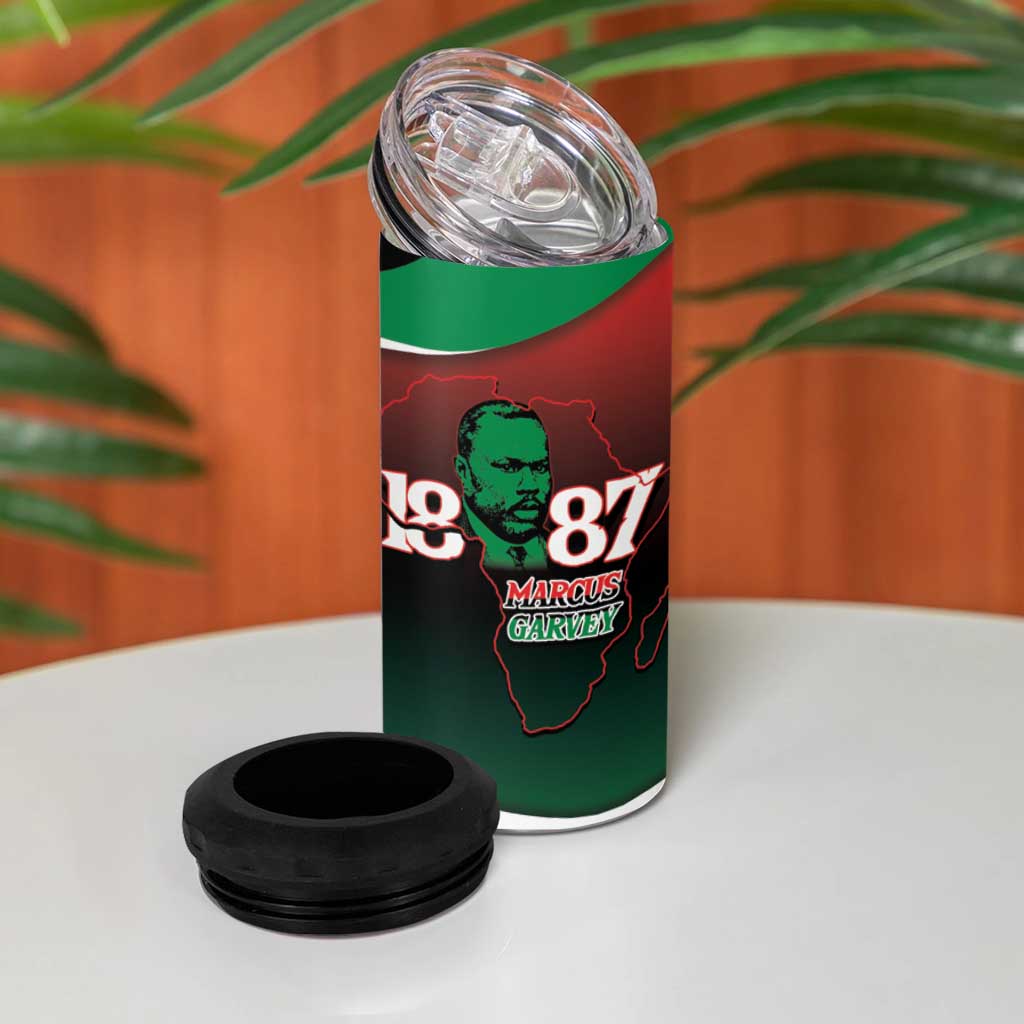 Marcus Garvey 1887 4 in 1 Can Cooler Tumbler African Map Curves Style LT14