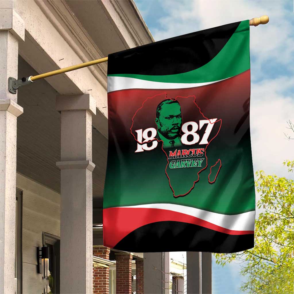 Marcus Garvey 1887 Garden Flag African Map Curves Style LT14