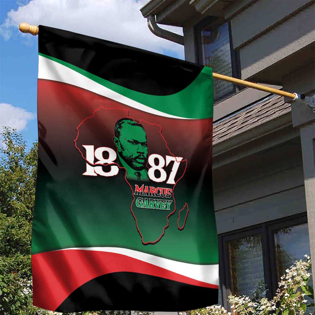 Marcus Garvey 1887 Garden Flag African Map Curves Style LT14