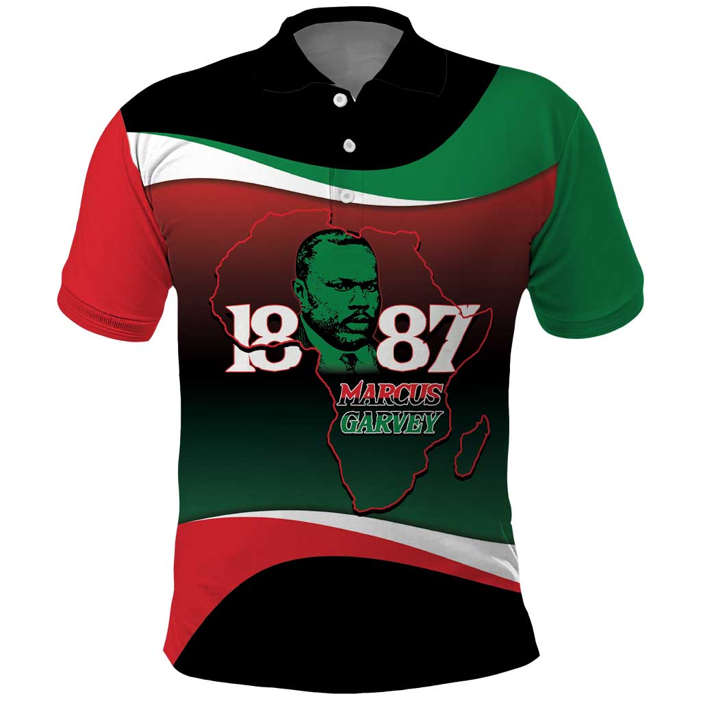 Marcus Garvey 1887 Polo Shirt African Map Curves Style LT14