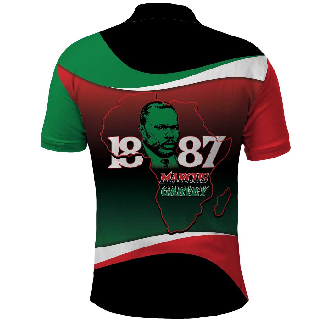 Marcus Garvey 1887 Polo Shirt African Map Curves Style LT14