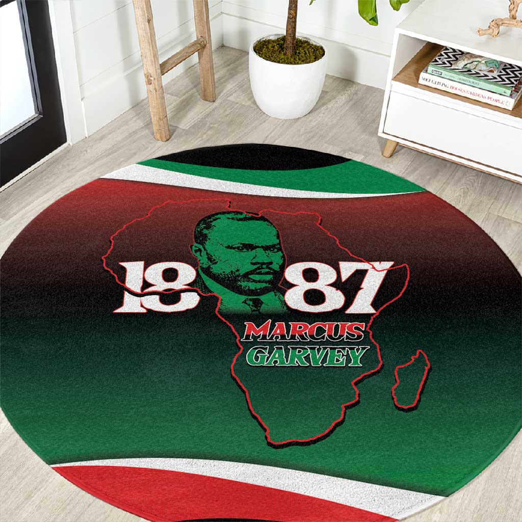 Marcus Garvey 1887 Round Carpet African Map Curves Style LT14