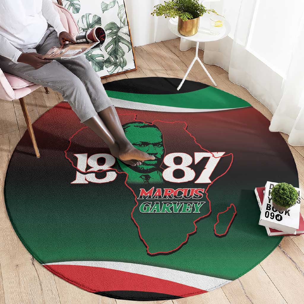 Marcus Garvey 1887 Round Carpet African Map Curves Style LT14