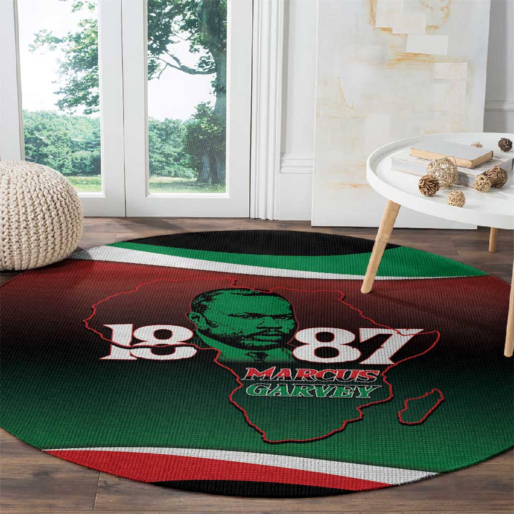 Marcus Garvey 1887 Round Carpet African Map Curves Style LT14