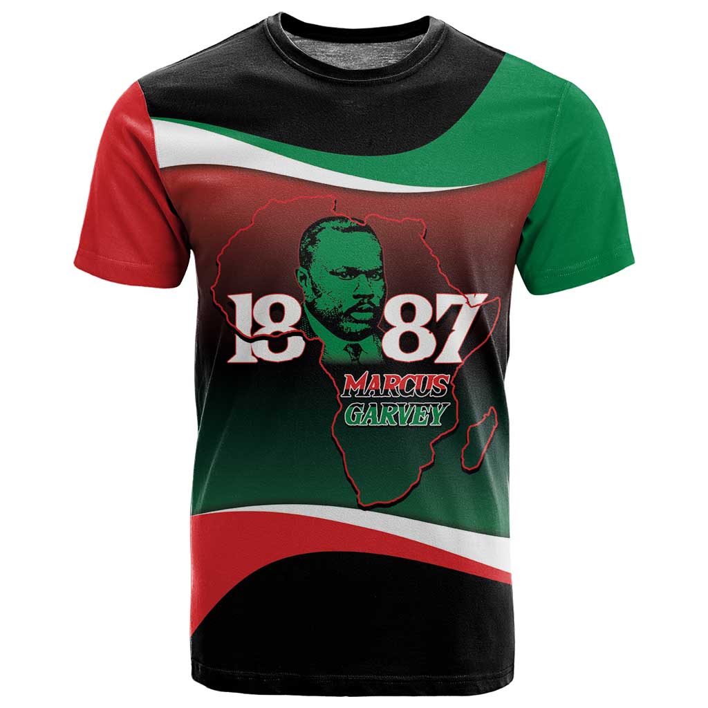 Marcus Garvey 1887 T shirt African Map Curves Style LT14