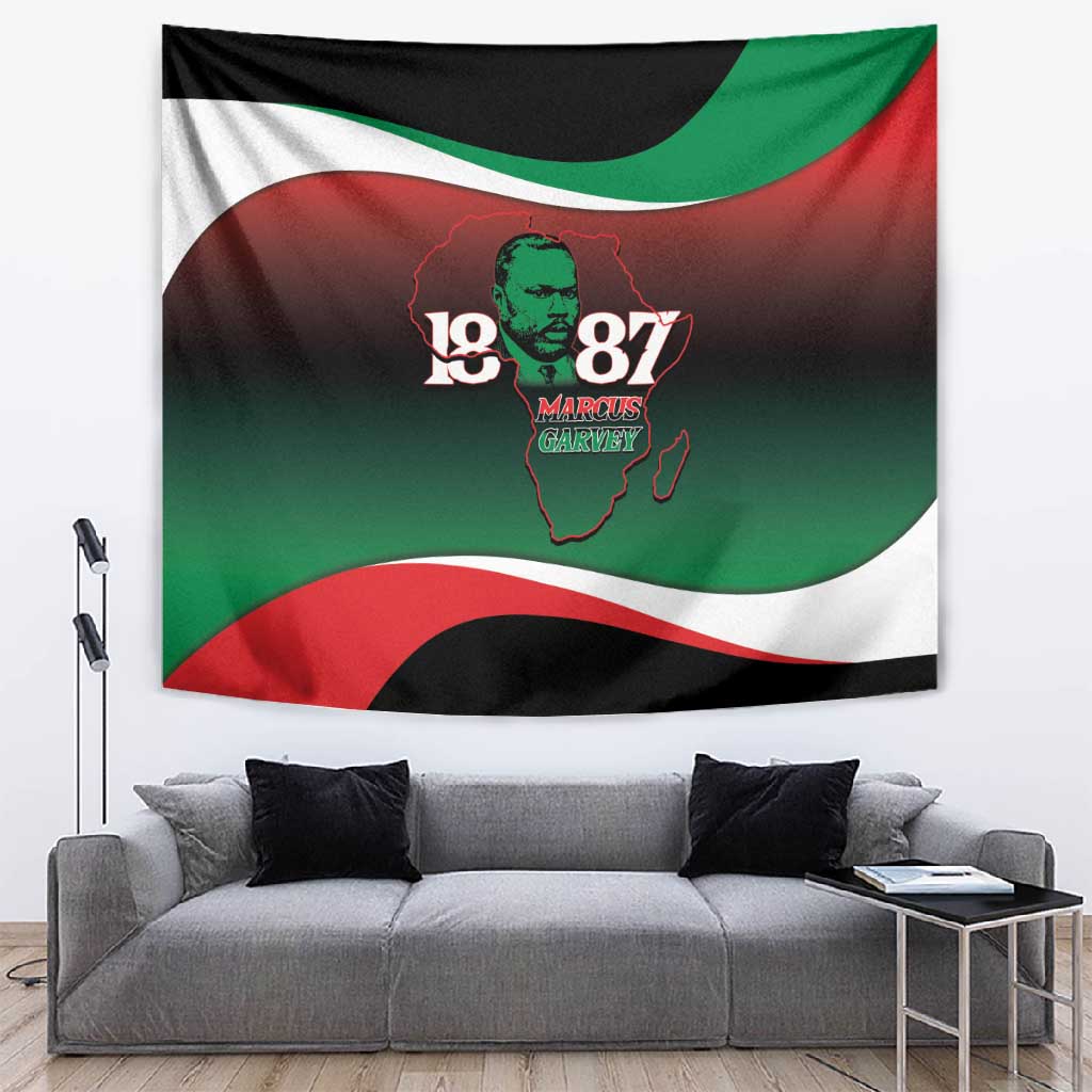 Marcus Garvey 1887 Tapestry African Map Curves Style LT14