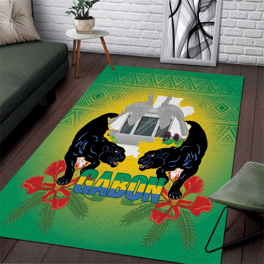 Afro Gabon Independence Day Area Rug Memorial Leon Mba Monument LT14