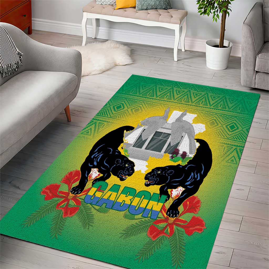 Afro Gabon Independence Day Area Rug Memorial Leon Mba Monument LT14