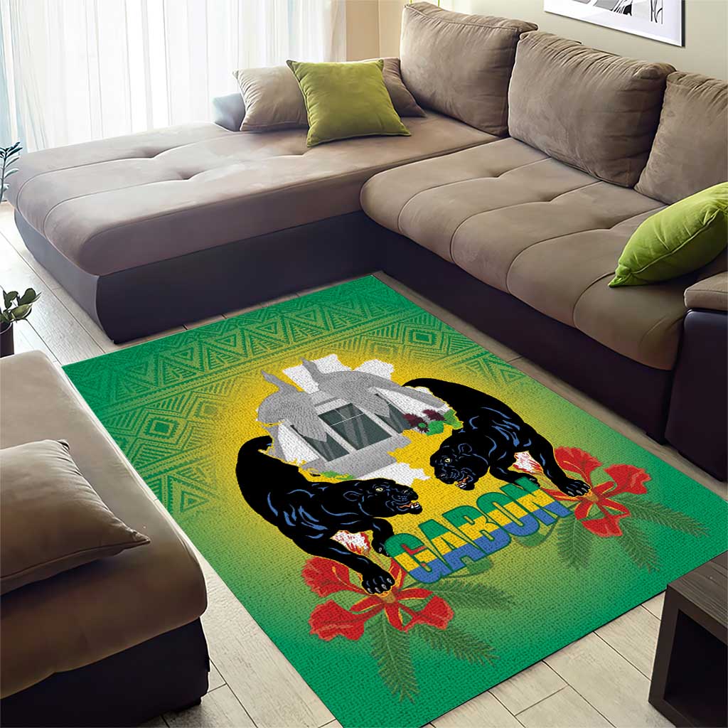 Afro Gabon Independence Day Area Rug Memorial Leon Mba Monument LT14