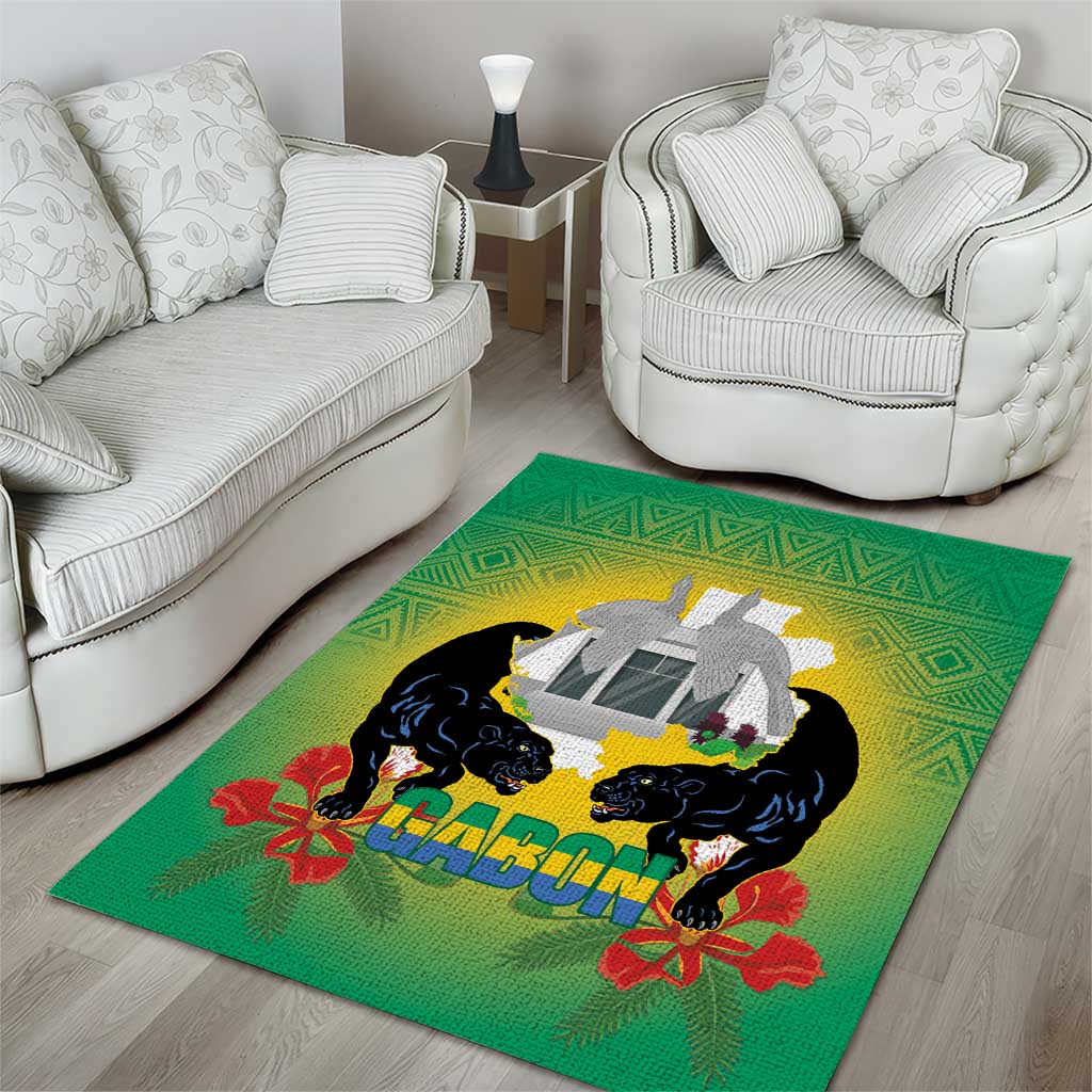 Afro Gabon Independence Day Area Rug Memorial Leon Mba Monument LT14