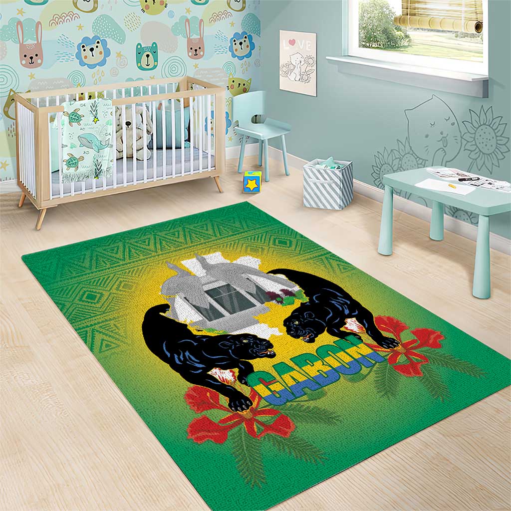 Afro Gabon Independence Day Area Rug Memorial Leon Mba Monument LT14
