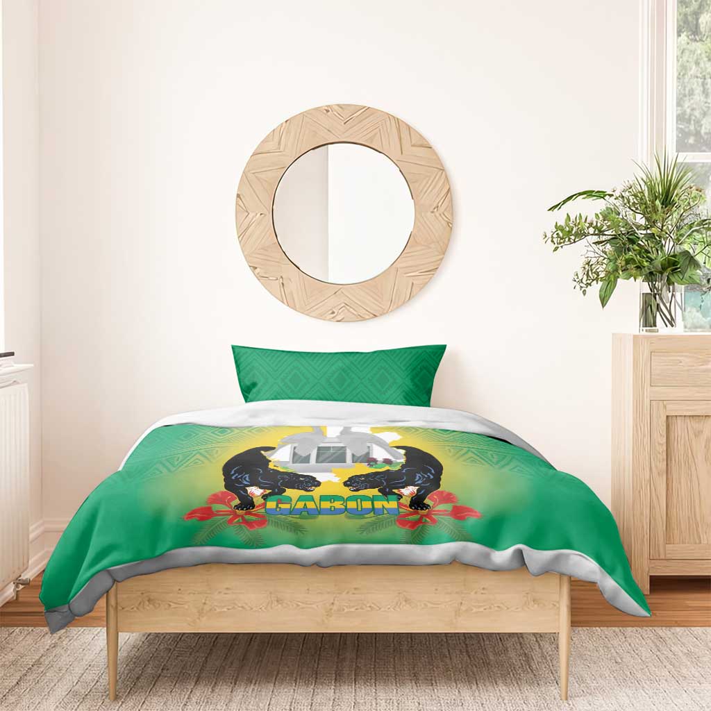Afro Gabon Independence Day Bedding Set Memorial Leon Mba Monument LT14