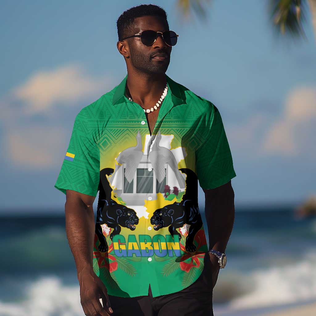 Afro Gabon Independence Day Hawaiian Shirt Memorial Leon Mba Monument LT14
