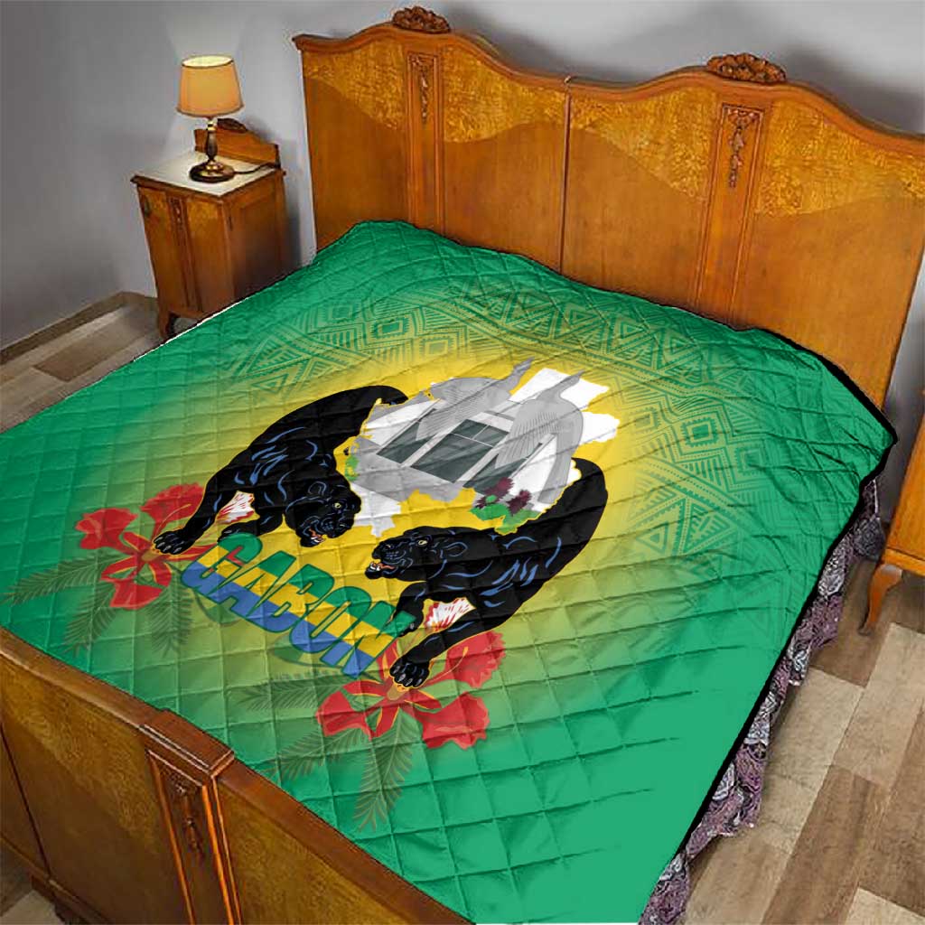 Afro Gabon Independence Day Quilt Memorial Leon Mba Monument LT14