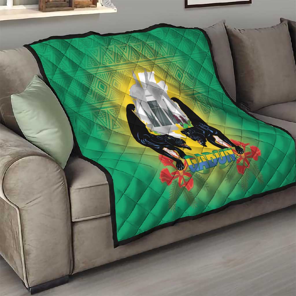 Afro Gabon Independence Day Quilt Memorial Leon Mba Monument LT14