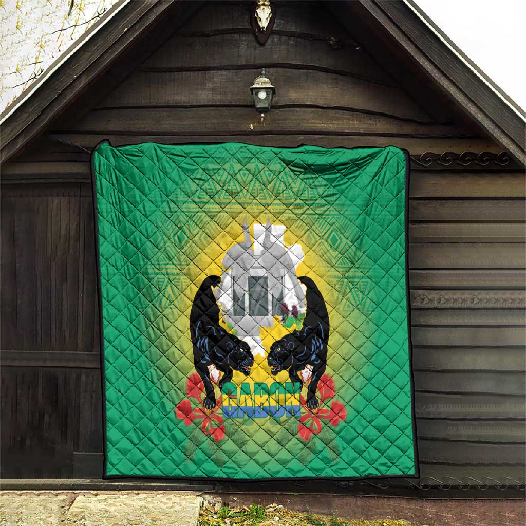 Afro Gabon Independence Day Quilt Memorial Leon Mba Monument LT14