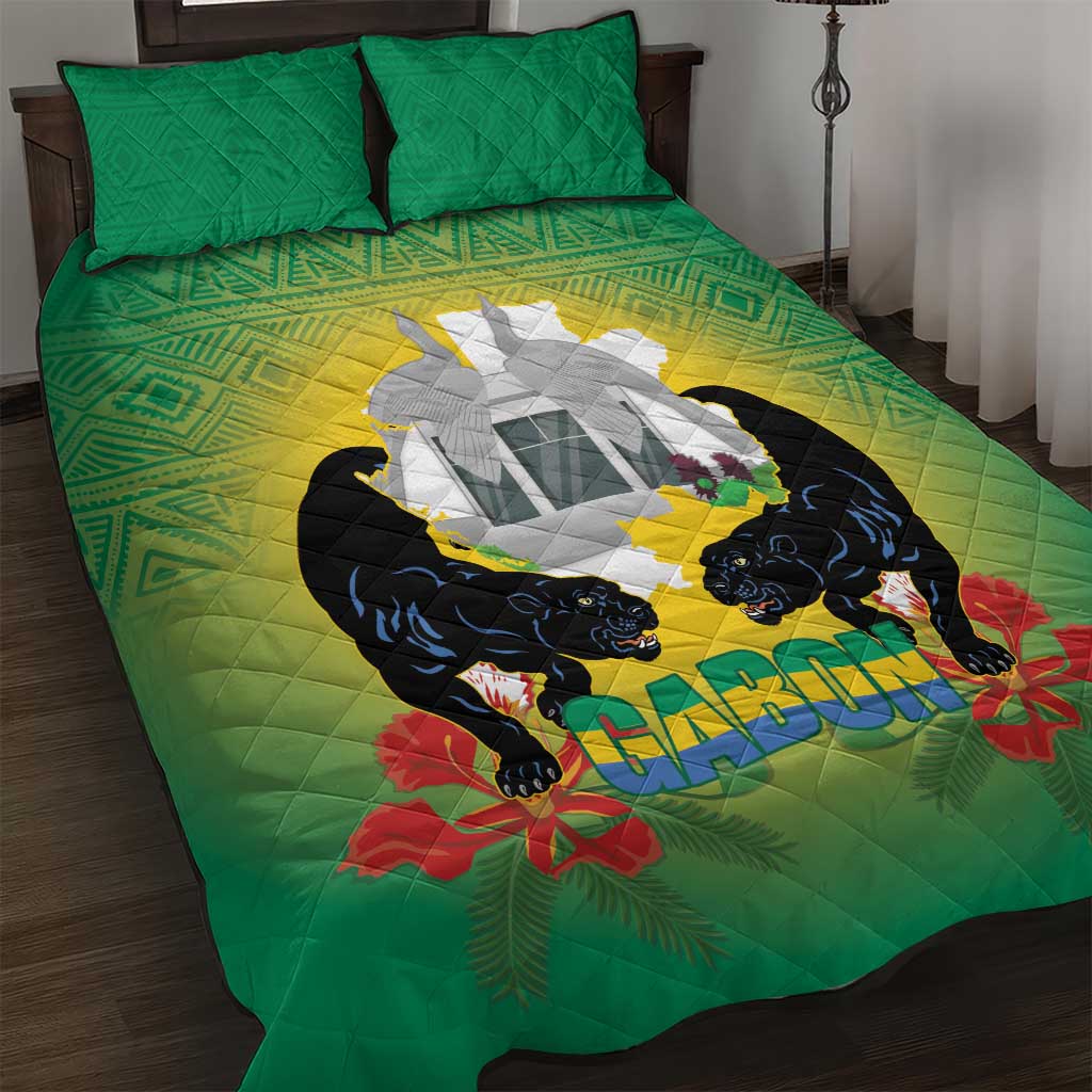 Afro Gabon Independence Day Quilt Bed Set Memorial Leon Mba Monument LT14