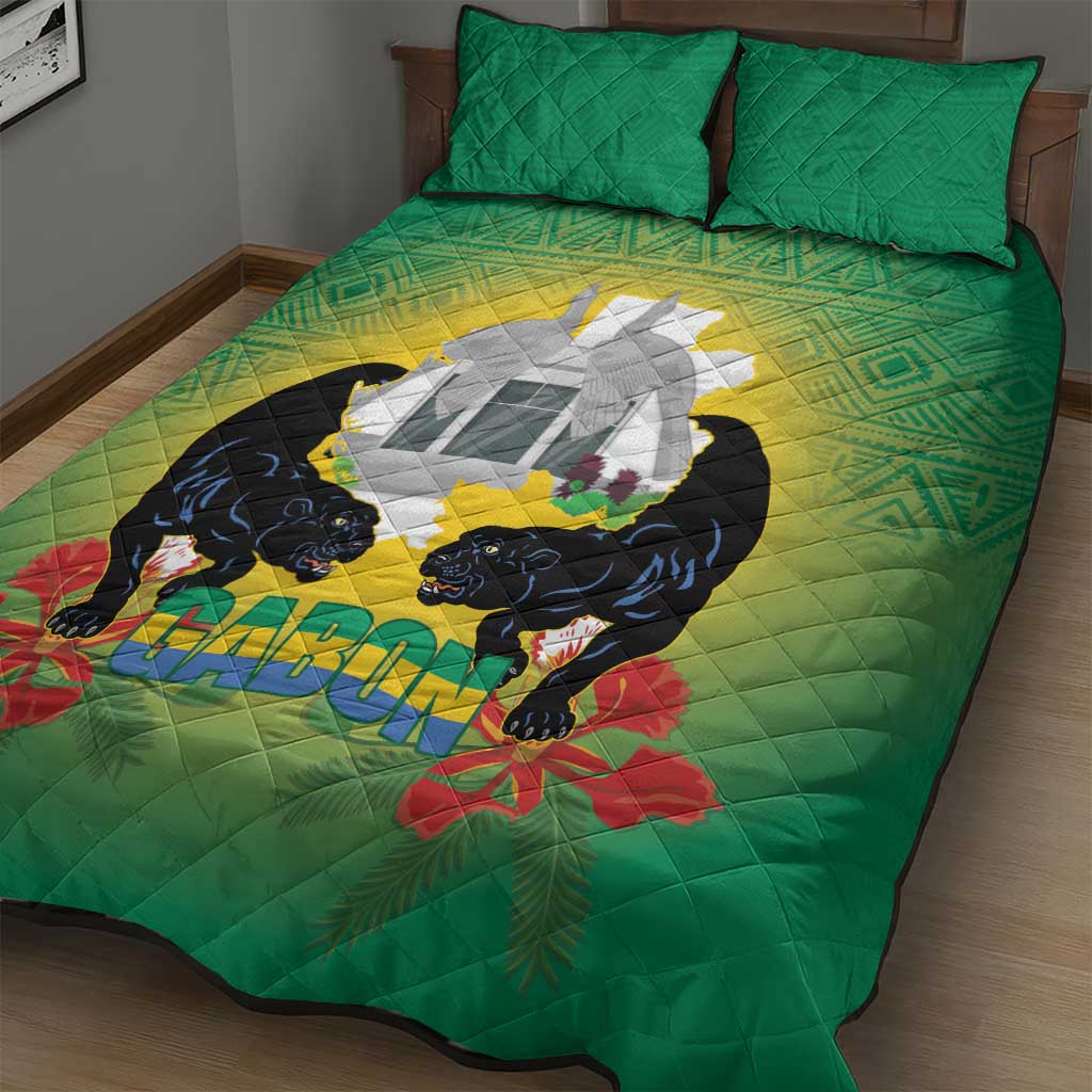 Afro Gabon Independence Day Quilt Bed Set Memorial Leon Mba Monument LT14