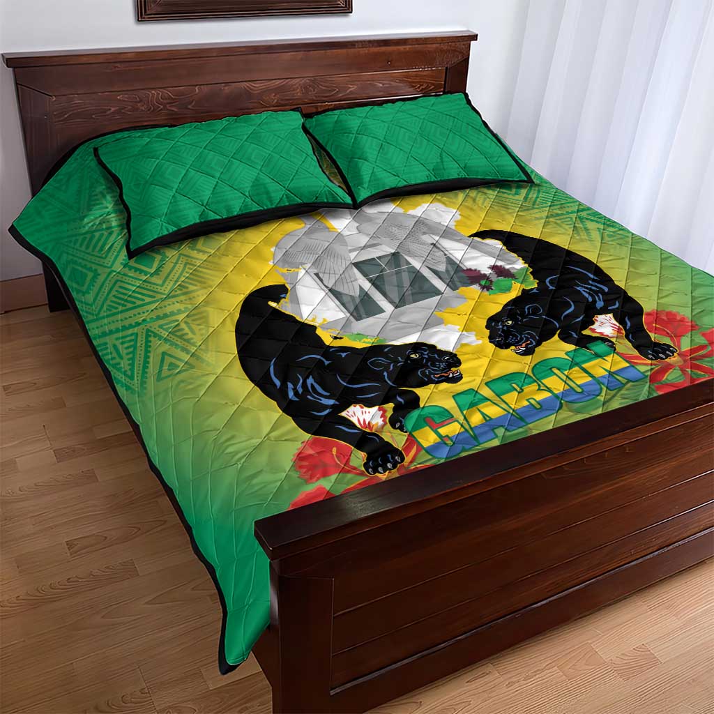 Afro Gabon Independence Day Quilt Bed Set Memorial Leon Mba Monument LT14