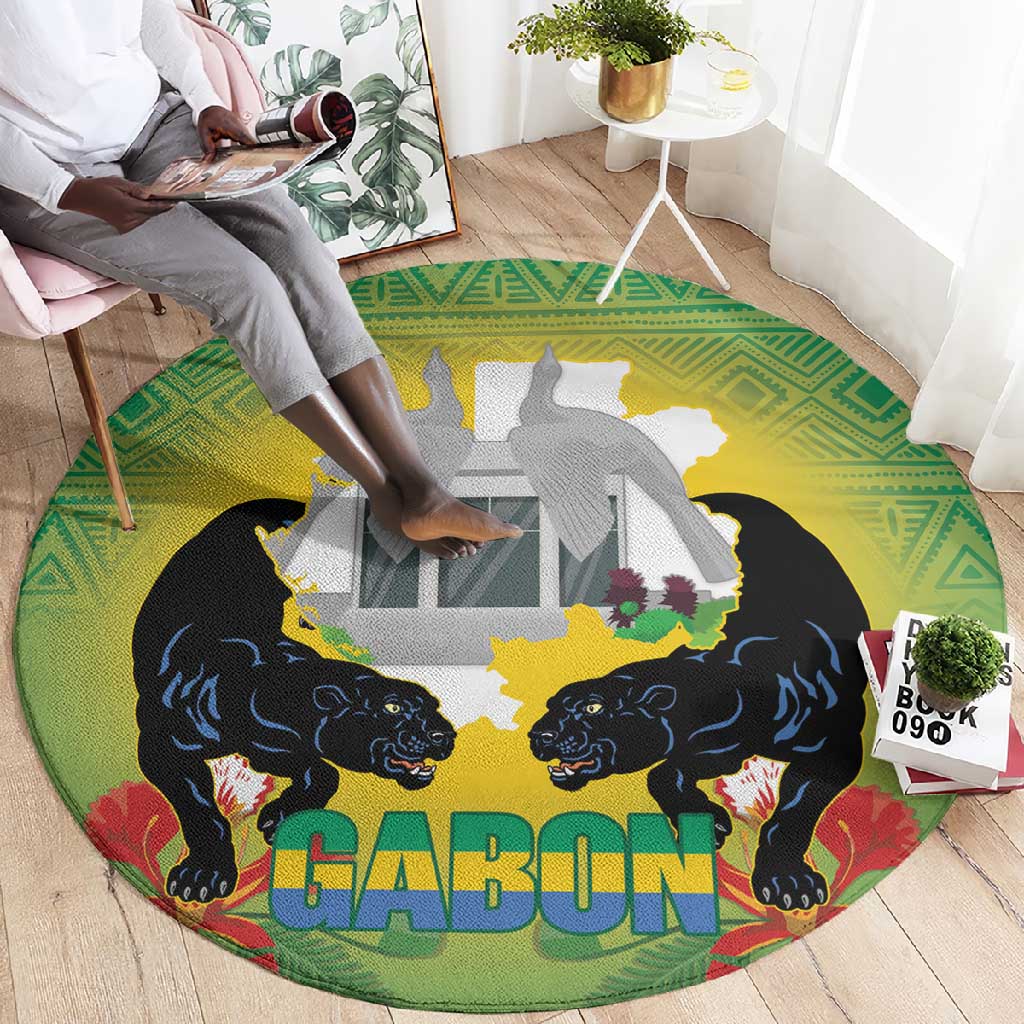 Afro Gabon Independence Day Round Carpet Memorial Leon Mba Monument LT14