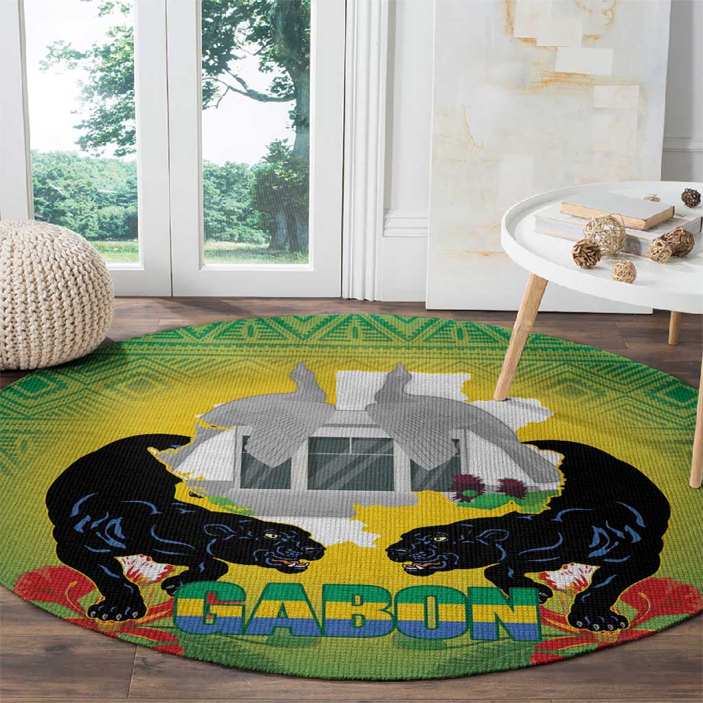 Afro Gabon Independence Day Round Carpet Memorial Leon Mba Monument LT14