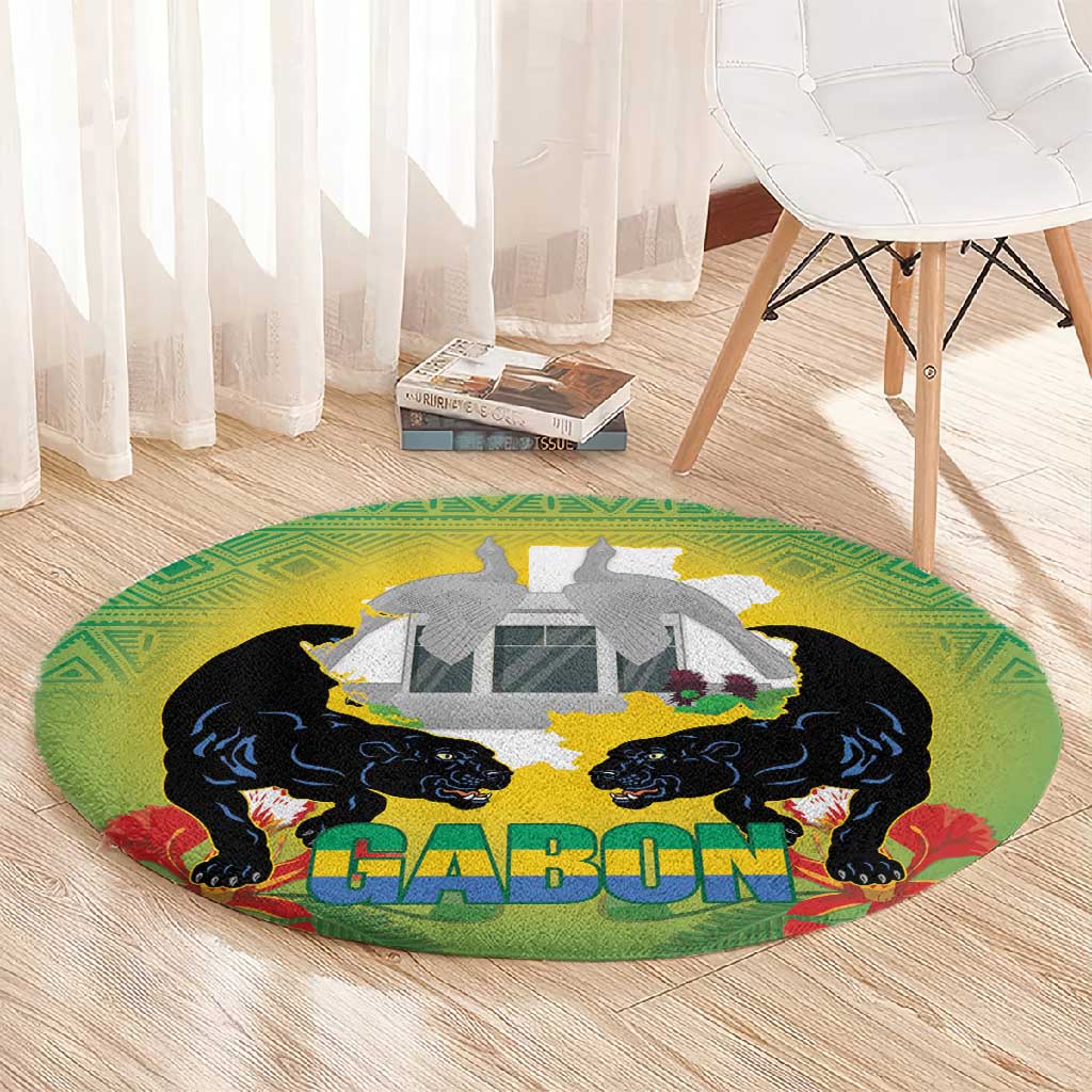 Afro Gabon Independence Day Round Carpet Memorial Leon Mba Monument LT14