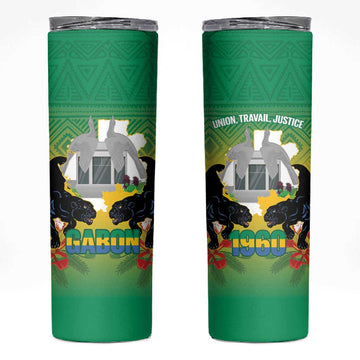 Afro Gabon Independence Day Skinny Tumbler Memorial Leon Mba Monument LT14