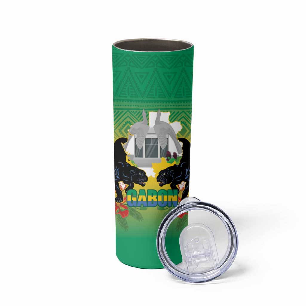 Afro Gabon Independence Day Skinny Tumbler Memorial Leon Mba Monument LT14