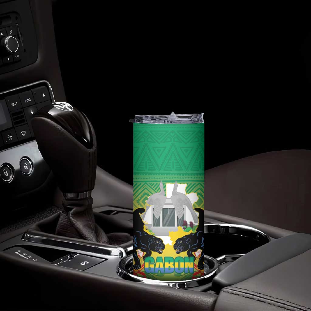 Afro Gabon Independence Day Skinny Tumbler Memorial Leon Mba Monument LT14