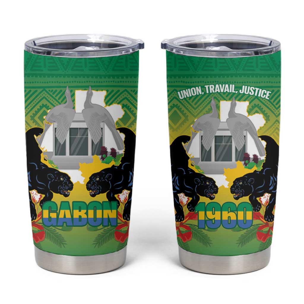 Afro Gabon Independence Day Tumbler Cup Memorial Leon Mba Monument LT14