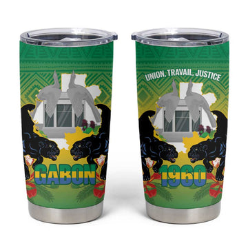 Afro Gabon Independence Day Tumbler Cup Memorial Leon Mba Monument LT14