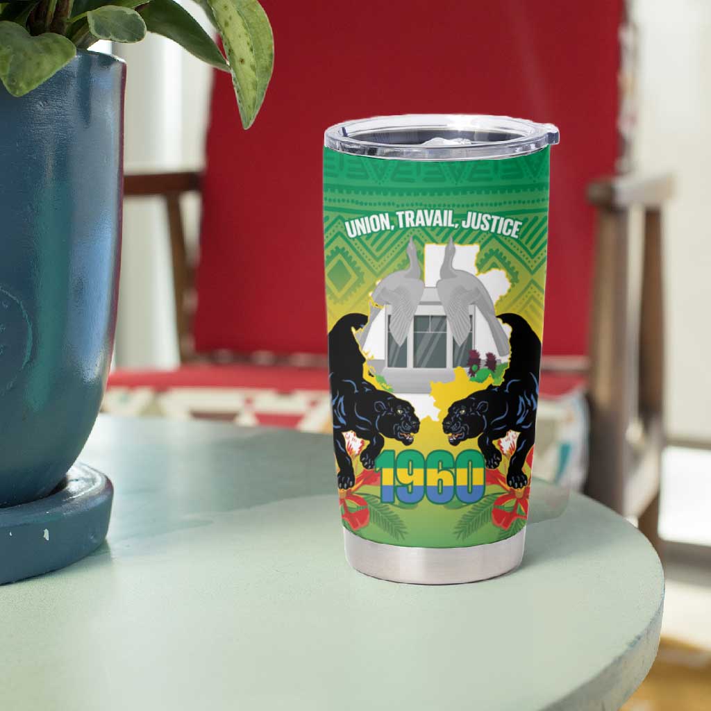 Afro Gabon Independence Day Tumbler Cup Memorial Leon Mba Monument LT14