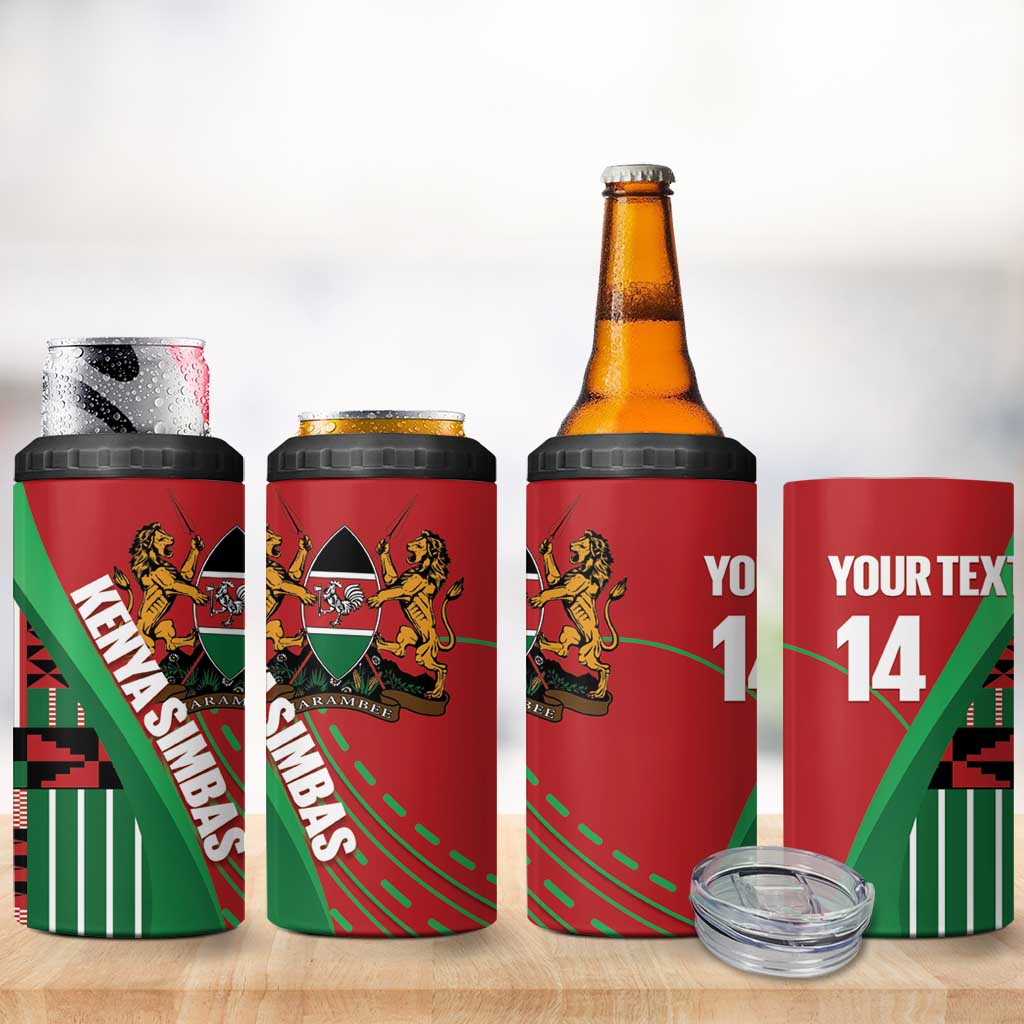 Custom Kenya Cricket 4 in 1 Can Cooler Tumbler Simbas African Kente LT14