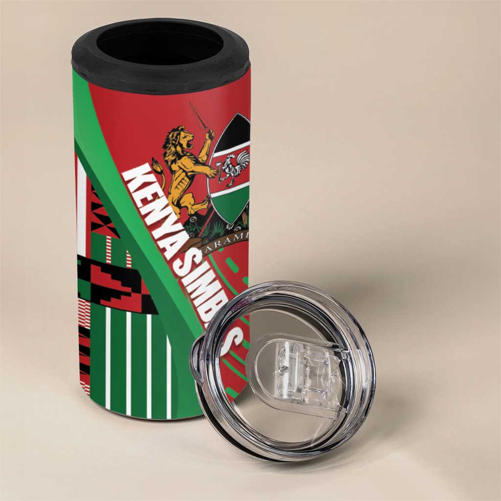 Custom Kenya Cricket 4 in 1 Can Cooler Tumbler Simbas African Kente LT14