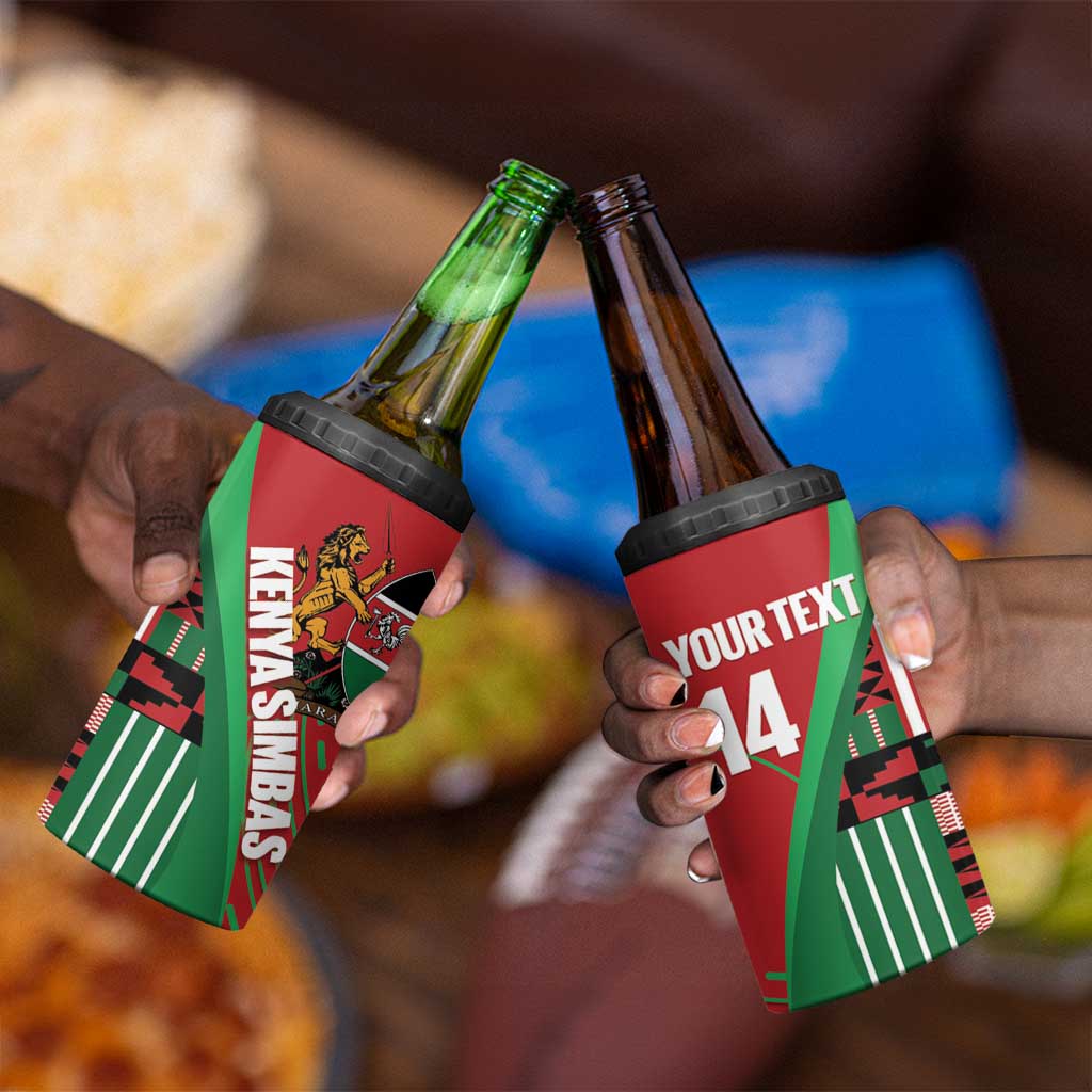 Custom Kenya Cricket 4 in 1 Can Cooler Tumbler Simbas African Kente LT14
