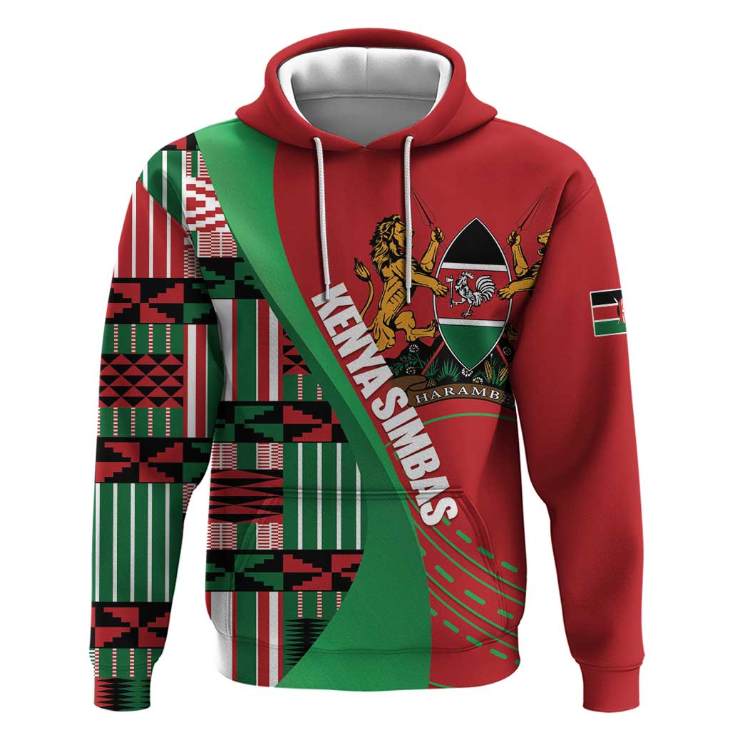 Custom Kenya Cricket Hoodie Come On Simbas Kente Pattern LT14