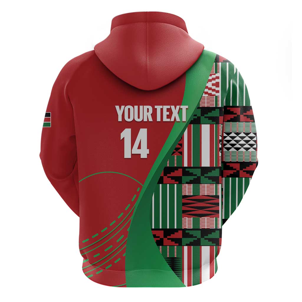 Custom Kenya Cricket Hoodie Come On Simbas Kente Pattern LT14