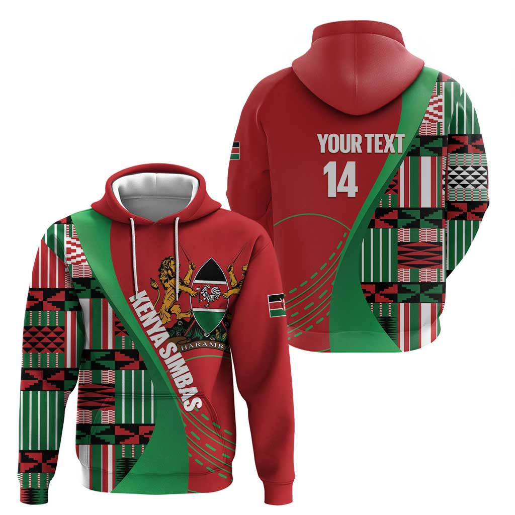 Custom Kenya Cricket Hoodie Come On Simbas Kente Pattern LT14