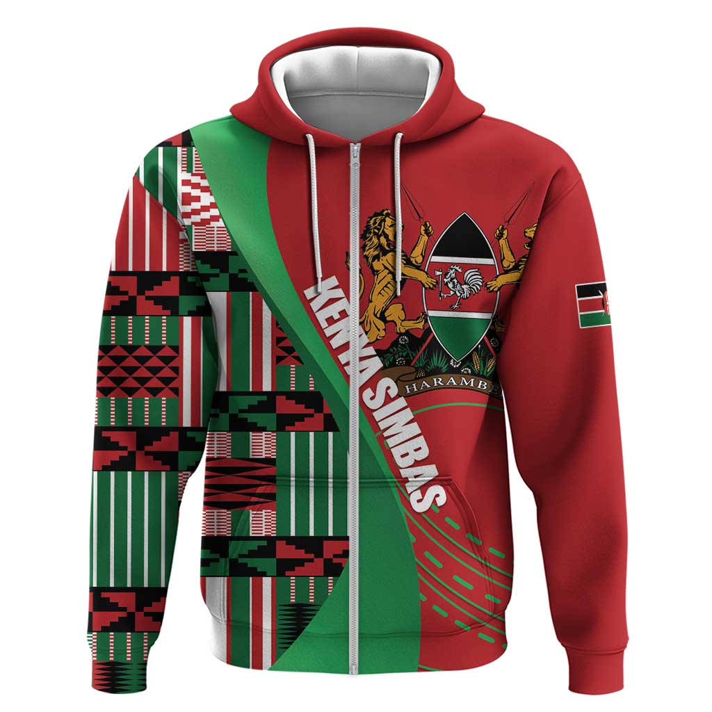 Custom Kenya Cricket Hoodie Come On Simbas Kente Pattern LT14