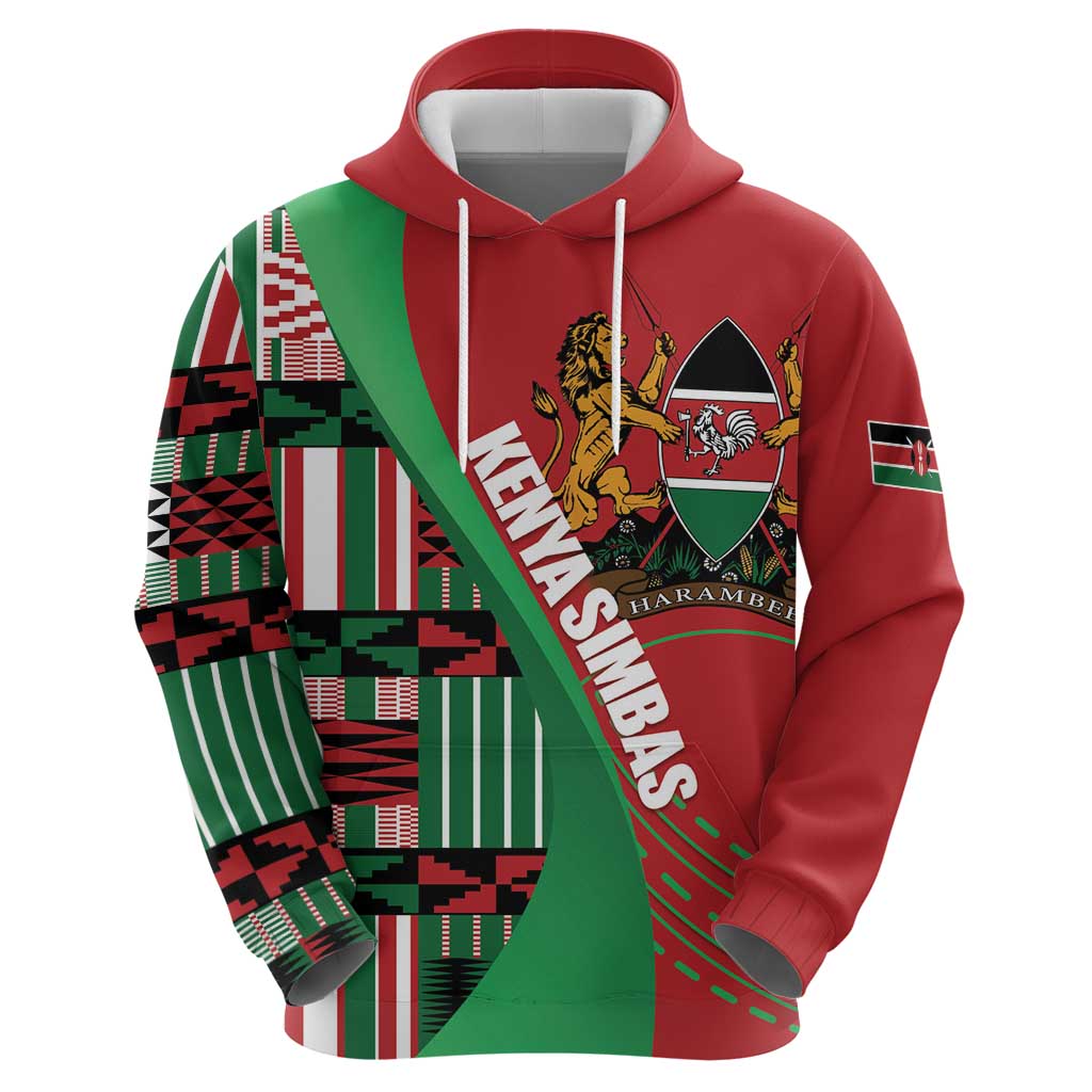 Custom Kenya Cricket Hoodie Come On Simbas Kente Pattern LT14