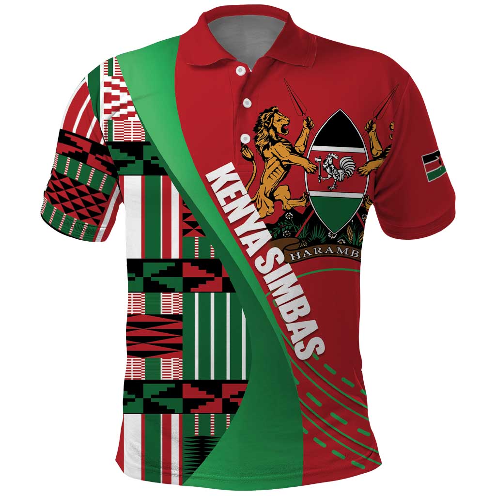 Custom Kenya Cricket Polo Shirt Come On Simbas Kente Pattern LT14